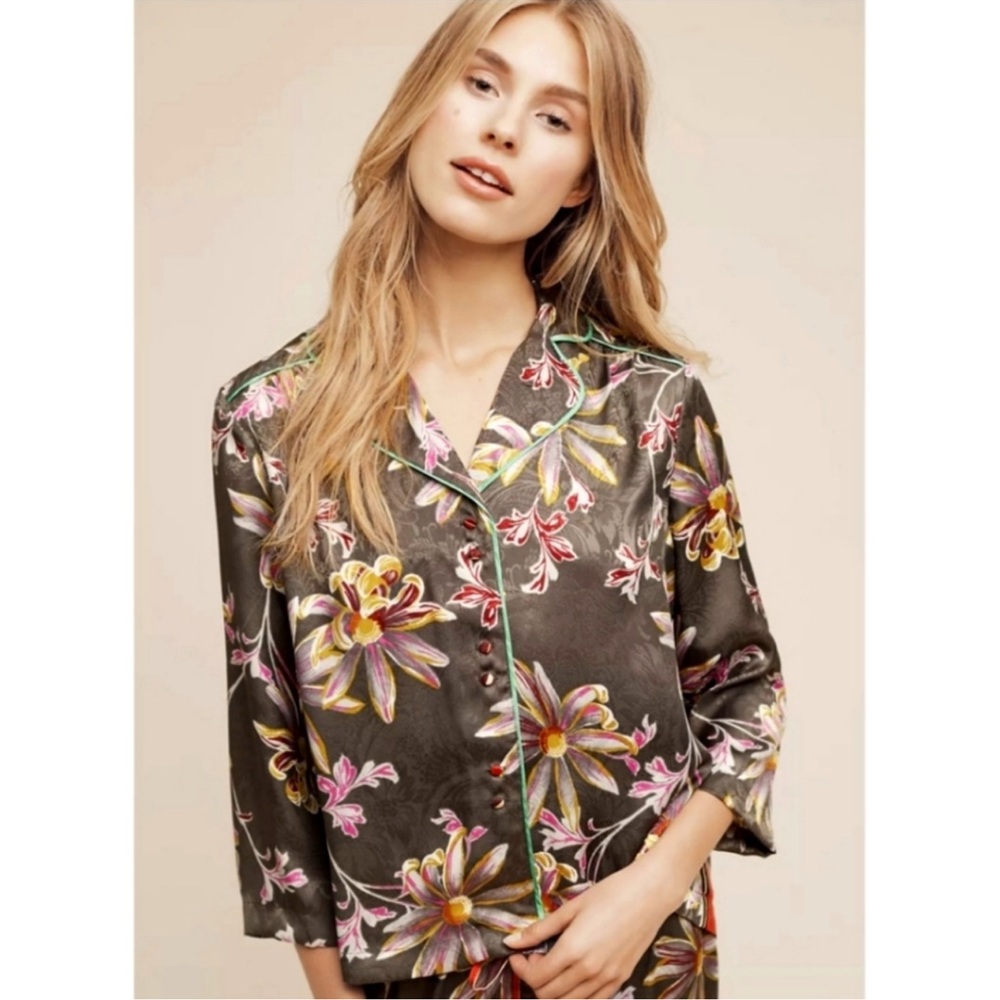 Anthropologie Eloise Juniper Floral Top